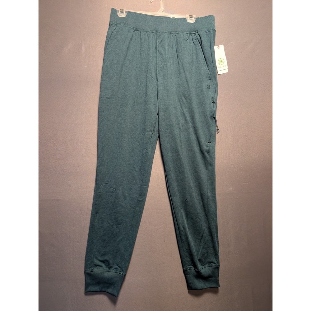 Gaiam Womens Green Jogger Pants Medium Elastic Waist Tapered Leg Athleisure Yoga